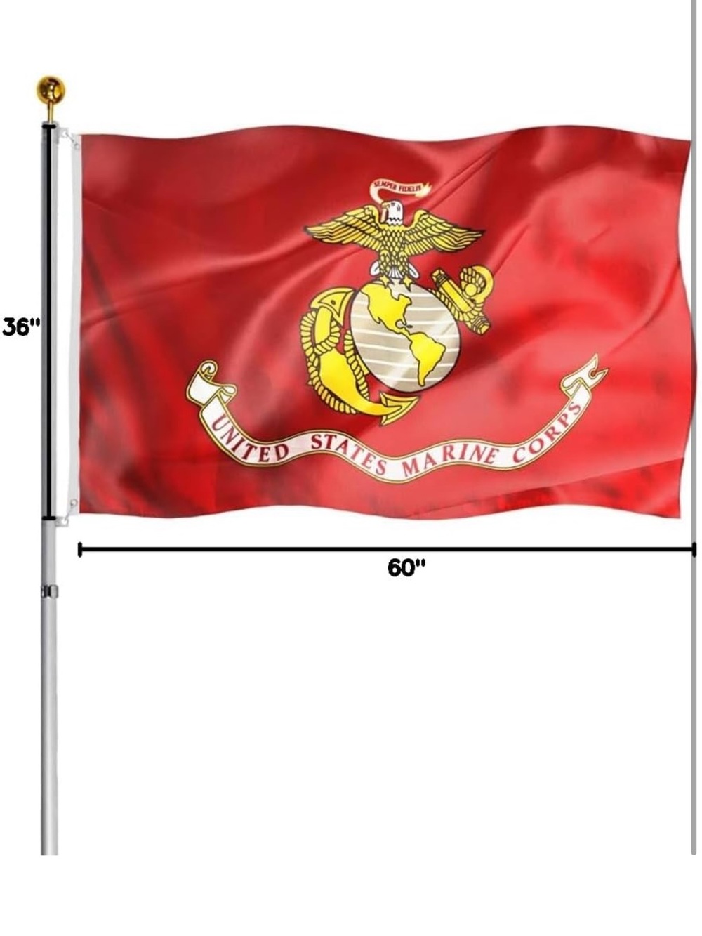 Amazon US Marine Corps Flag 3x5 FT Outdoor- UV Fade Resistant USMC Flags Banner - Picture 3 of 7